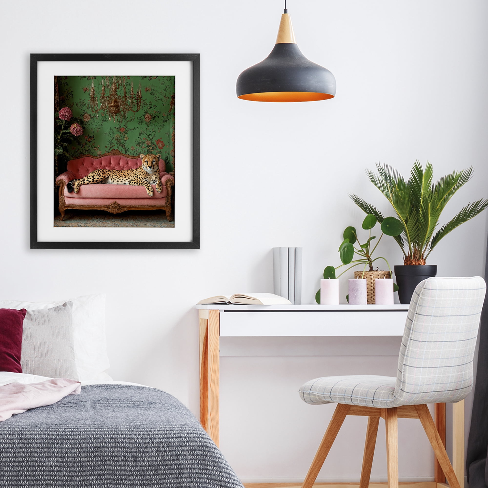 Stupell Industries Ornate Sophisticated Leopard Lounging Black Framed Print Under Glass, design by Scott Stulberg