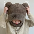 thumbnail image 4 of Winter Hats for Kids Adjustable Ski Mask Windproof Balaclava Hood (Brown 3-7 Years), 4 of 4