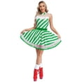 thumbnail image 4 of Aislor Women Christmas Candy Cane Sleeveless Ballet Dance Leotard Stripe Tutu Dress Party Green S, 4 of 7