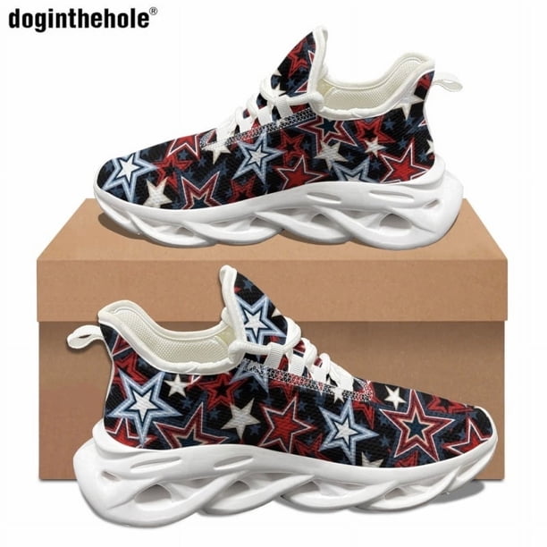 Zapatos casuales de moda, diseño de patrón de estrellas, zapatos planos, zapatillas de viaje clásicas diarias, zapatillas deportivas para correr al aire libre