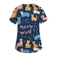 thumbnail image 5 of Petite Scrubs for Women,Animal Ribbon Print Nurse Tops - Stretchy V-Neck Scrub Shirts with Hidden Pen Pocket - Navy - XXXL, 5 of 5