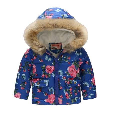

Coats For Toddler Girls Kids Coat Winter Baby Jacket Hooded Prints Toddler Outwear Zipper Windproof Warm Thick Coat Jacket