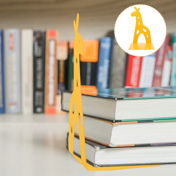 UPOUART 1 Pair Yellow Metal Bookends with Nonskid Base for Books, Files, and CDs - Modern Support