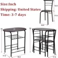 thumbnail image 2 of Dining Table Set of 3 Kitchen Table Set with Round Table and 2 Chairs, Metal Durable Modern Dining Room Table Set for Home, Bar, Bistro, Coffee, Pub, Black, 2 of 8