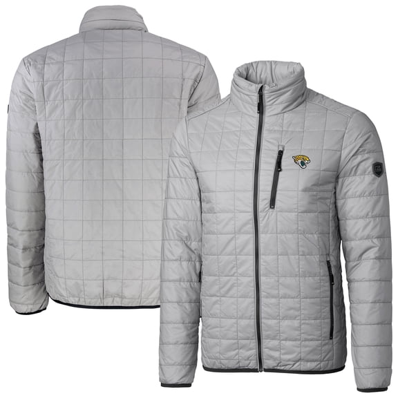 Men's Cutter & Buck Gray Jacksonville Jaguars Big & Tall Rainier PrimaLoft Eco Insulated Full-Zip Puffer Jacket