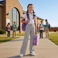 thumbnail image 2 of YAYUBA School Uniform for Girls Flare Slim Fit Teens Dress Pants Casual Elastic Waist Pull on Preppy Outfits Back To School 5-6 Years Beige, 2 of 5