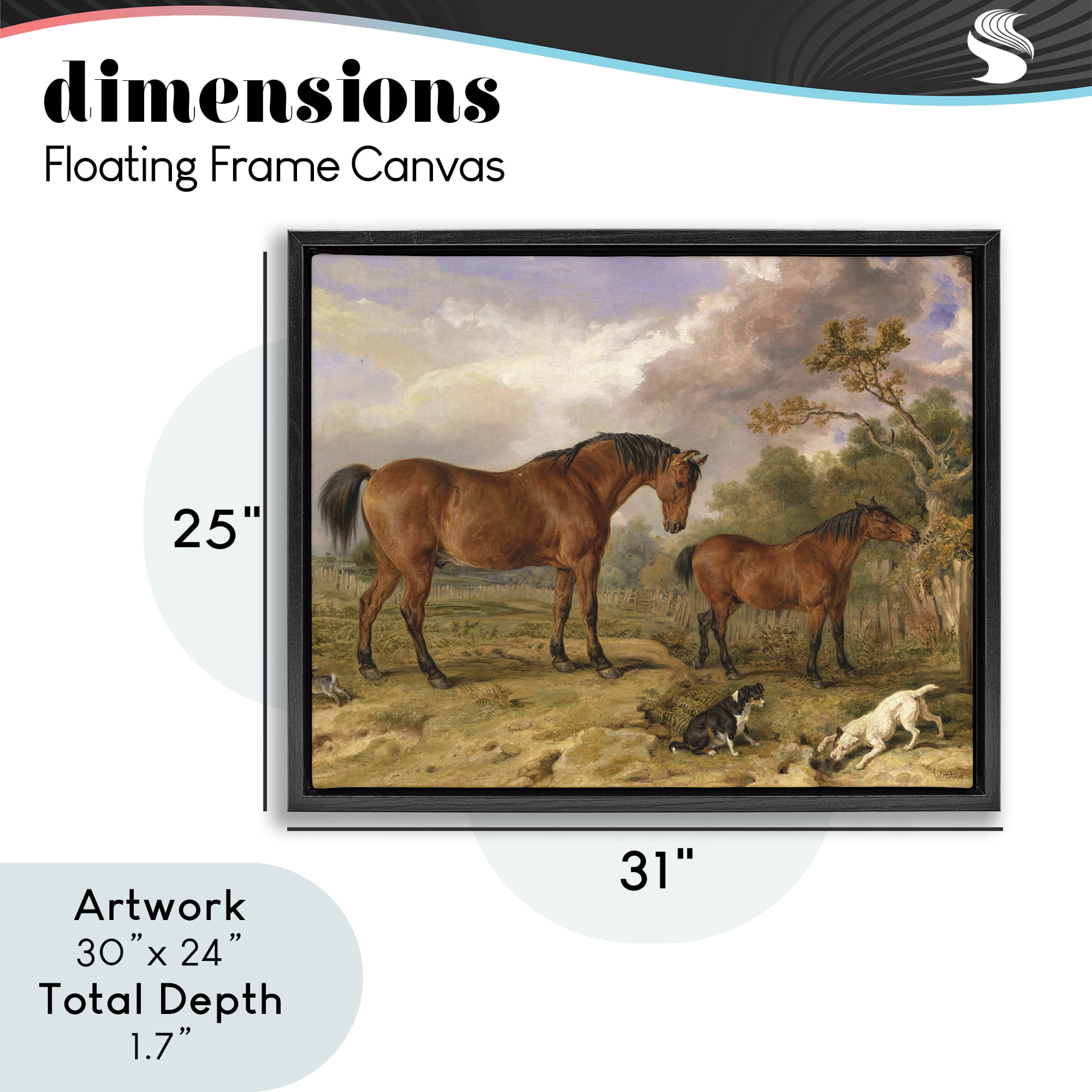 Stupell Industries Classic Portrait of Horses Black Framed Floater Canvas Wall Art, design by Tina LeCour