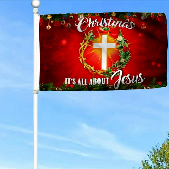Bayyon Christmas It’s All About Jesus Grommet Flag Banner with Grommets 3x5Feet Man cave Decor
