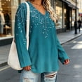 thumbnail image 4 of Womens V Neck Long Sleeve Tops Plus Size Printed Casual Blouses Soft Comfortable Shirts Summer Fall Tops Loose Fit Pullover Tops Daily Wear Outfits Tops, 4 of 7