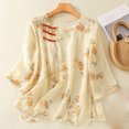 thumbnail image 2 of Fashion Plus Size Shirts Tops for Womens Summer Round Neck Button Print Pullover Shirt, 2 of 9