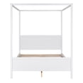 thumbnail image 4 of Queen Wooden Canopy Platform Bed with Solid Construction, Canopy Daybed with Headboard and Footboard, Wood Bed Frame Bedroom Furniture with Support Leg for Girls Boys (White,Queen), 4 of 8