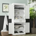 thumbnail image 2 of MONSLIPA Kitchen Pantry with Shutter Door, 71.6" Tall Storage Cabinet with Adjustable Shelves and Drawer, White, 2 of 7