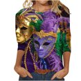 thumbnail image 2 of Jsaierl 2025 Mardi Gras Outfit for Women Plus Size Tops Holiday 3/4 Blouses Sleeve Carnival Themed Party Shirts, 2 of 5