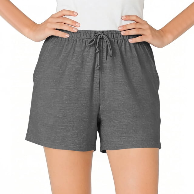 Lmnyox Womens Plus Size Shorts Fashion Casual Elastic Waist Drawstring Sweat Shorts Summer Solid Color Basic Shorts