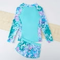 thumbnail image 4 of Atogsazn Kids Girls Summer Swimsuit Children Rash Guard Half Zip Slim Fit Swimwear Athletic Shorts Outfit Light Blue 11-12 Years Fashion, 4 of 9