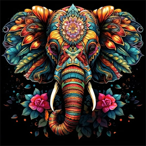 5D DIY Con Taladro Kit Elefante Colo Del 40x40cm Rojo