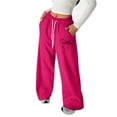 thumbnail image 2 of LRen Girl's Sweatpants Bow Drawstring Elastic Waist Wide Straight Leg Pants High Waisted Casual Baggy Jogger Pants,12-13 Years,Z6-Hot Pink, 2 of 5