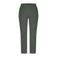 thumbnail image 4 of Wyobmus Women's Linen Crop Pants Solid High Waisted Casual Loose Straight Fit Pants With Pockets 2025 Summer Trendy Trousers S-5X A-Dark Gray, 4 of 5