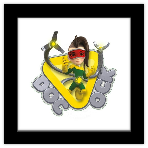 Gallery Pops Marvel Spidey and His Amazing Friends - Doc Ock Tentacles Badge Wall Art, Black Framed Version, 12" x 12"