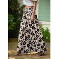 thumbnail image 3 of Falda larga Lepunuo casual con estampado floral bohemio de cintura alta con bolsillos, 3 of 6