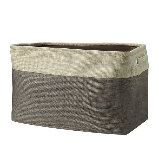 Unique Bargains Fabric Storage Baskets Cube Bin Coffee Color, L Size