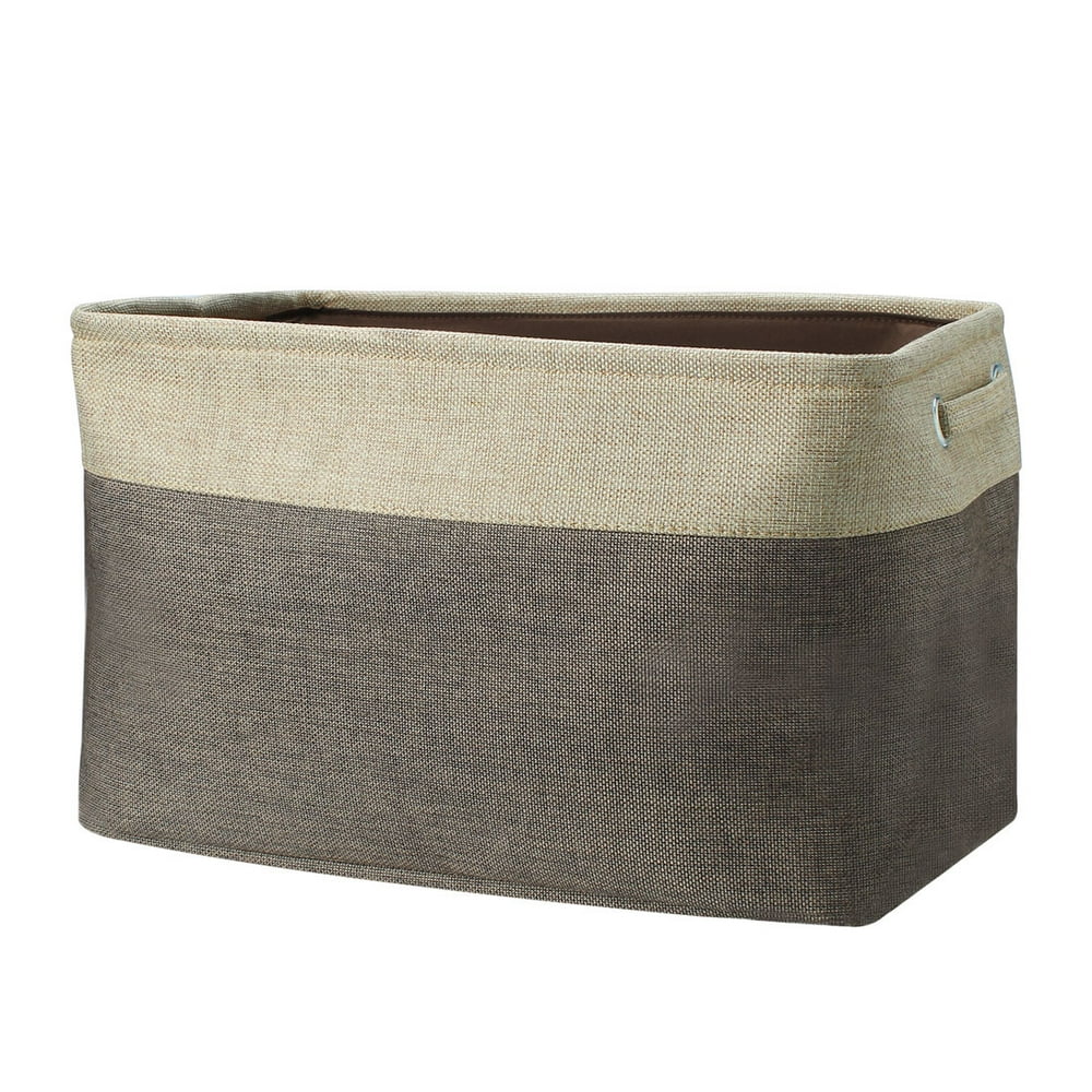 Unique Bargains Fabric Storage Baskets Cube Bin Coffee Color, L Size