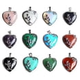 thumbnail image 3 of Natural Gemstone Heart Silver Plated Rose Flower Reiki Chakra Pendant Charm Bead, 3 of 9