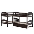 thumbnail image 3 of imerelez Twin L-Shaped Bunk bed with Trundle-Espresso, 3 of 8