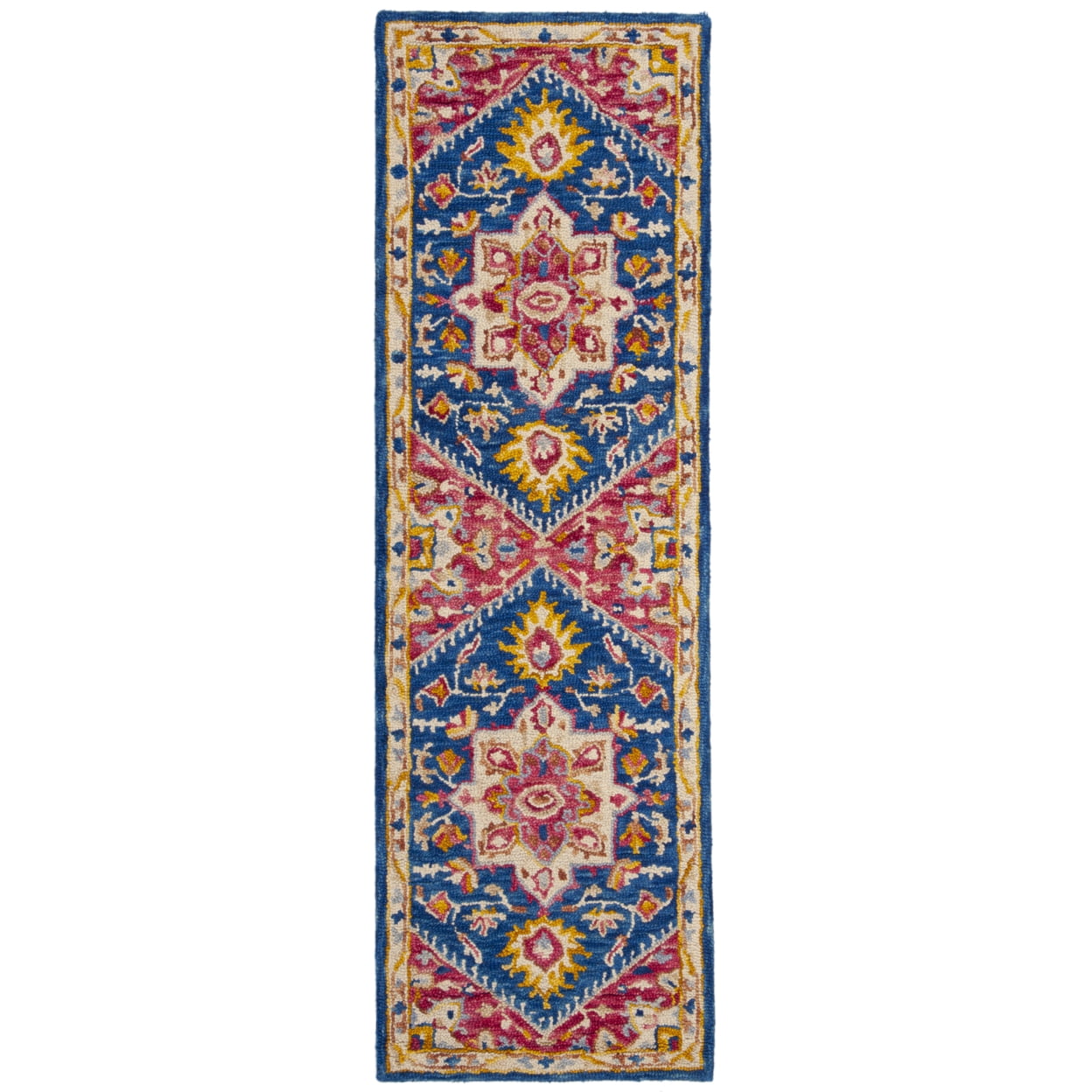 SAFAVIEH Aspen Gamal Oriental Wool Area Rug, Navy/Fuchsia, 4' x 4' Square