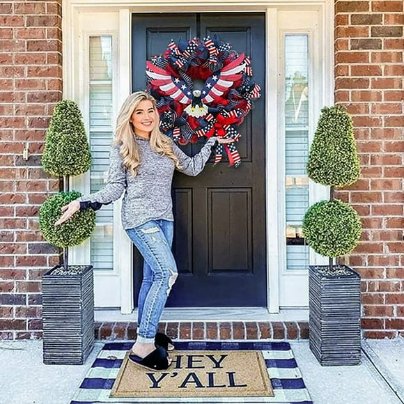 Rbaofujie Front Door Decor Wreath Home Decoration Front Door Hanging American Flag Wreath And Pendant Independence DayFront Door Wreath Multi-color