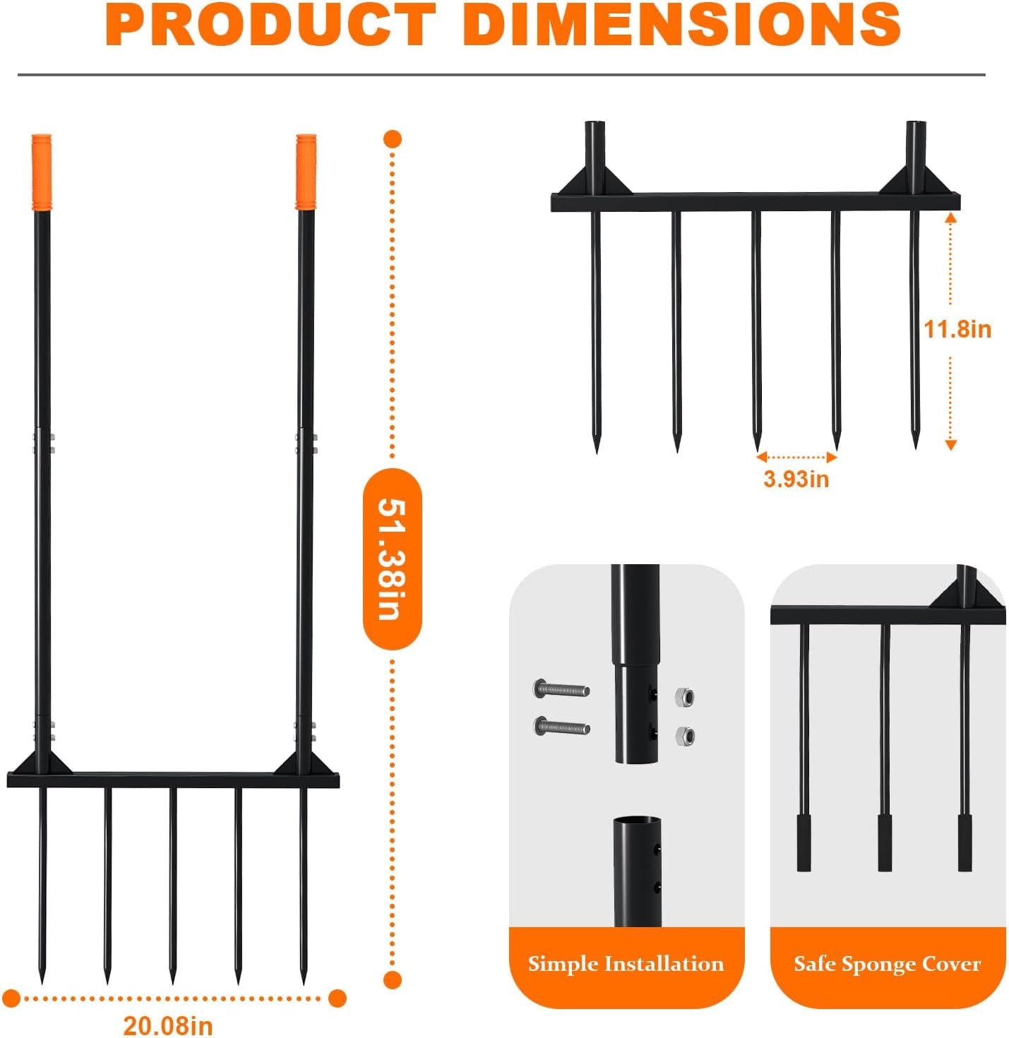 Broad Fork Garden Tool, Ergonomic Design - for Farms, Gardens, Vegetable plots, for Easy Turning of The Soil, Removal of Weeds, 5 Wide Fork Hand Cultivator Black