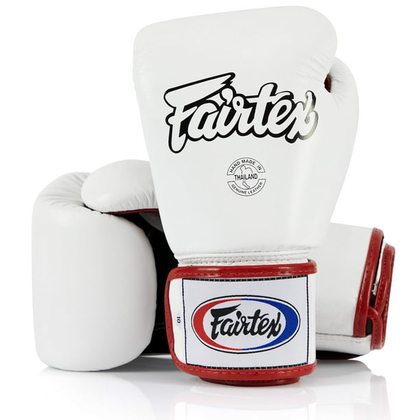 Guantes de boxeo Fairtex BGV1 Muay Thai Training 350 g blanco/negro/rojo