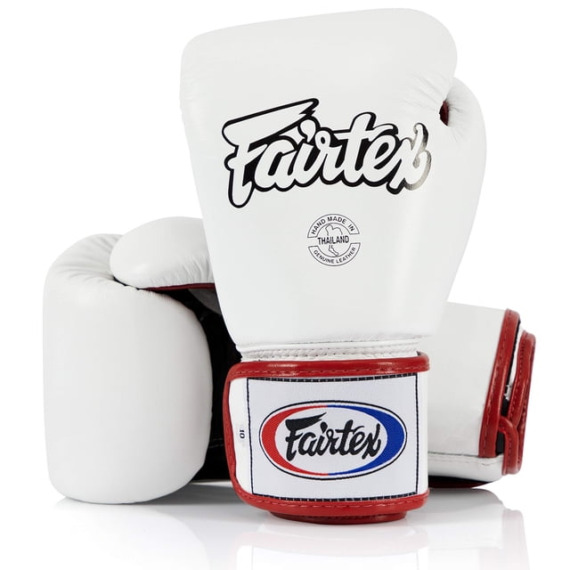 Guantes de boxeo Fairtex BGV1 Muay Thai Training 350 g blanco/negro/rojo
