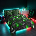 thumbnail image 2 of Manfei 3D Geometric Triangle King Bedding, Green Black King Bed in a Bag, Black Reversible 7 Pieces, 2 of 6