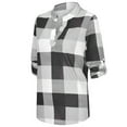 thumbnail image 5 of TIHLMK Womens Blouses Women Casual Cotton Long Sleeve Plaid Shirt Women's Slim Jacket Shirt Top White, 5 of 6