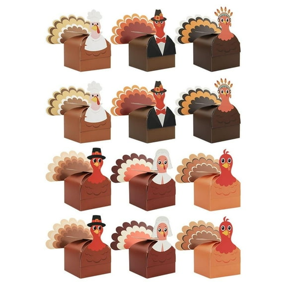 hejhncii Easy Assemble Thanksgiving Paper Boxes 12Pcs Seasonal Party Favor Packaging Solution