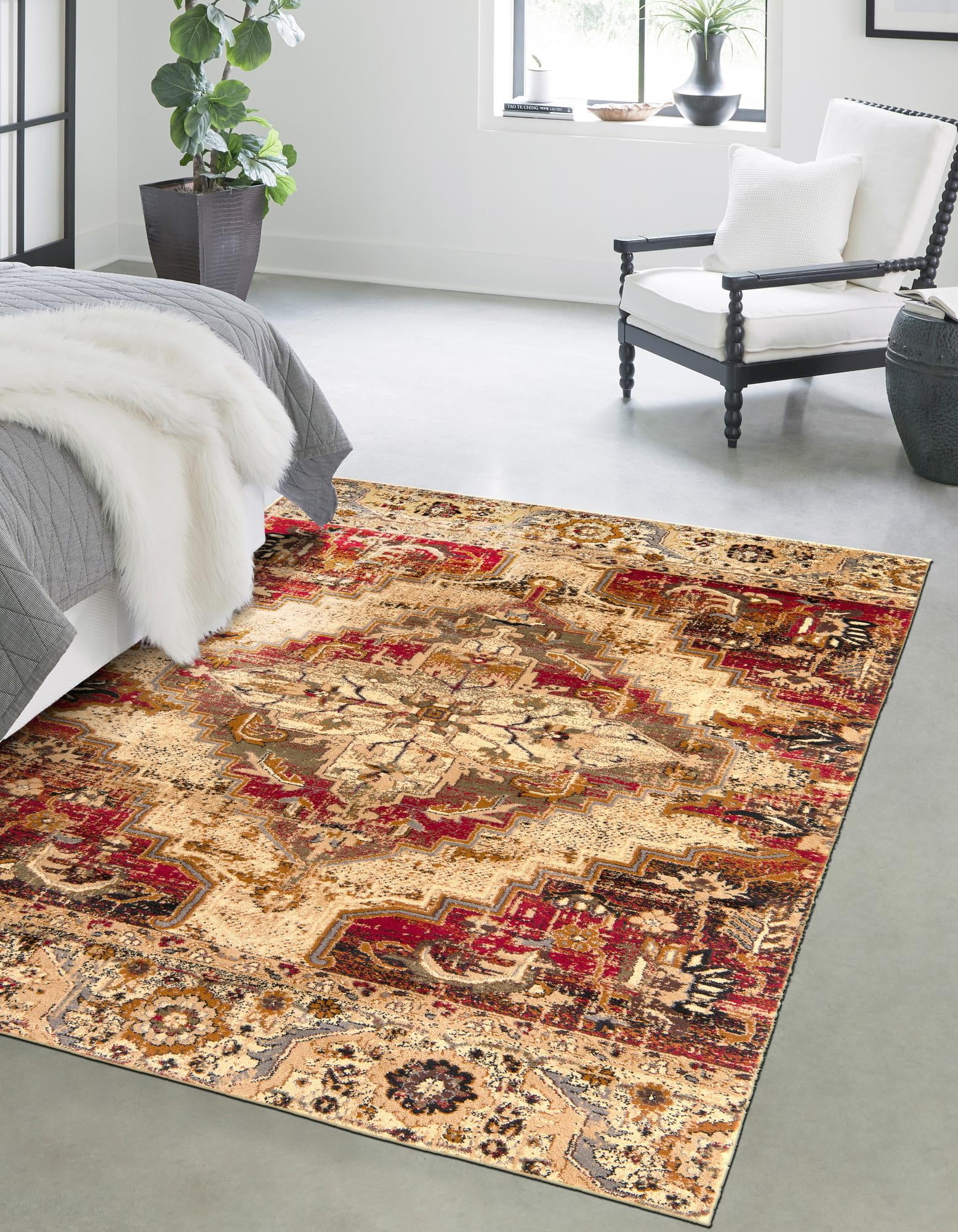 Behag Open Rug Rugs.com Saturn Collection Rug – 8' x 10' Burgundy Beige Medium Rug ...