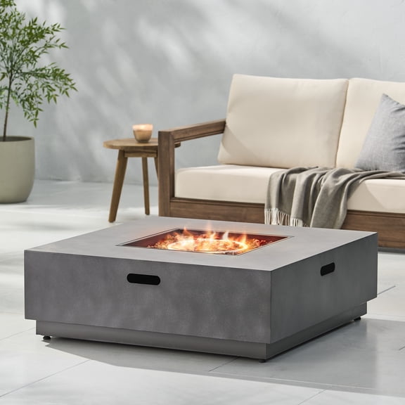 Square Iron Fire Pit 50000 BTU Propane Outdoor Heater for Patio Backyard Garden with Durable Powder Coated Frame No Assembly Required