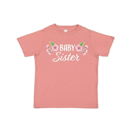 

Inktastic Baby Sister with Pink Flowers Gift Toddler Boy or Toddler Girl T-Shirt