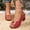 Red, variant on Women Round Toe Thick Sole High Heeled Sandals Peep Toe Block Heel Adjustable Buckle Red