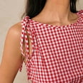 thumbnail image 5 of Women's Gingham Peplum Tank Tops Summer Tie Shoulder Sleeveless Cute Y2k Going Out Tops Red S, 5 of 5