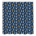 thumbnail image 2 of Ambesonne Cartoon Shower Curtain, Giraffes Dream Big Message, 69"Wx70"L, Night Blue Orange and Rose, 2 of 4