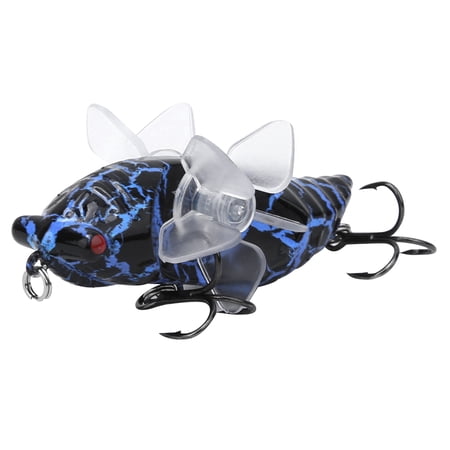 Xirurus Hard Fish Lure Bionic Cicada Shape Topwater Fishing Bait with Rotating Spins Propeller Treble Hook 3 Inches 1.16 oz Artificial Swimbaits for Bass Trout Fishing Enthusiasts Model Y238-9