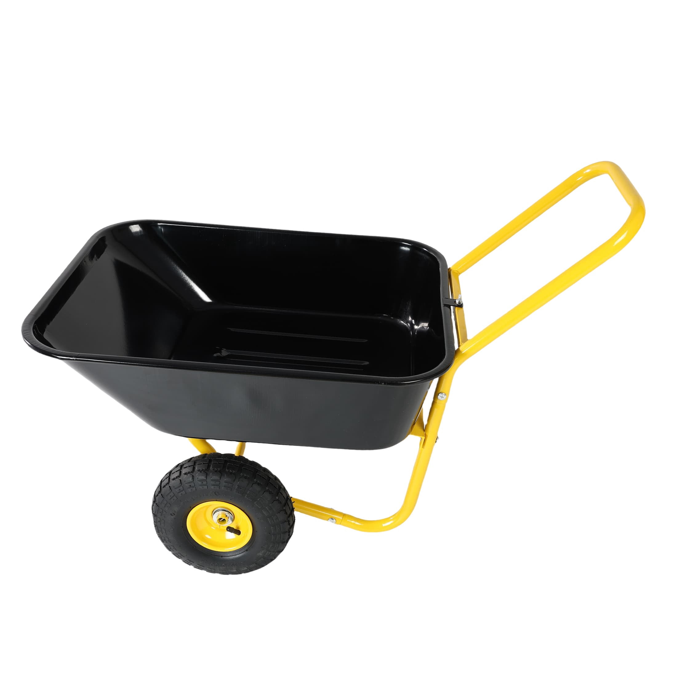 35L Two-Wheeled Garden Cart Wheelbarrow 10 Inch Pneumatic Tires Leakproof Heavy Duty Utility Wheel Barrow for Garden Warehouse Outdoor