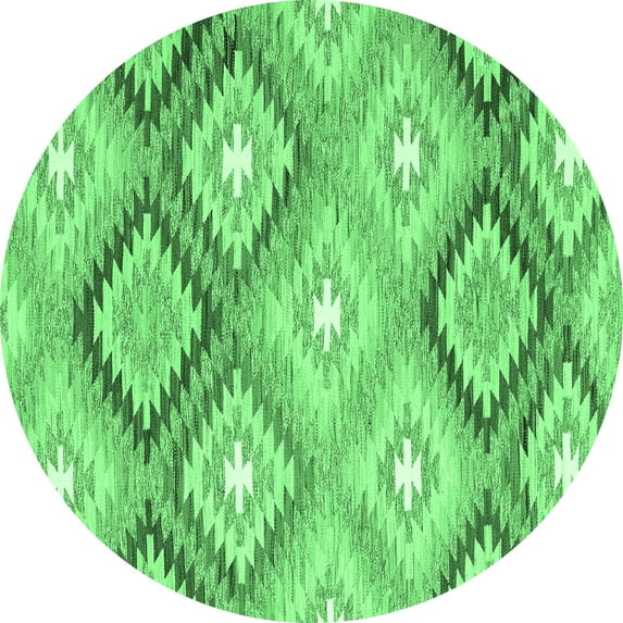 Ahgly Company Indoor Round Southwestern Emerald Green Country Area Rugs, 4' Round