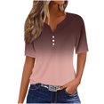 thumbnail image 3 of CFLVAEK Plus Size Womens Tshirt 3x Casual Short Sleeve Tshirts Loose Fit Button V Neck T Shirts Fashion Gradient Graphic Tees Rose Gold M, 3 of 6