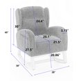 thumbnail image 7 of Teddy Fabric Rocking Chair with Wood Legs and Side Pocket, Modern Glider Chair with High Backrest, Recliner Armchair for Living Room, Bedroom, Lounge, Nursery, Ivory, 7 of 7