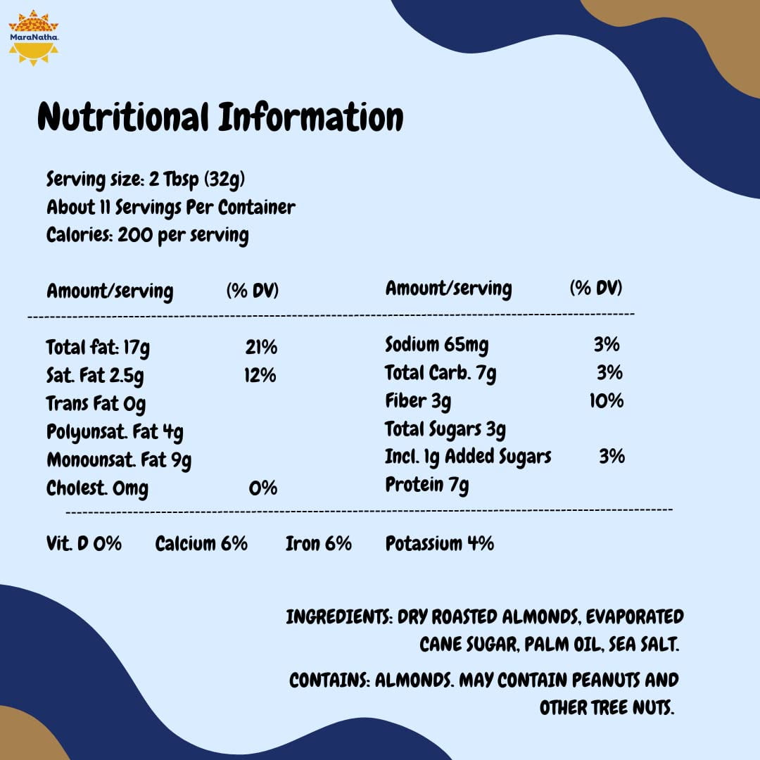 MaraNatha, Natural California Almond Butter, Creamy, 12 oz Pack of 3