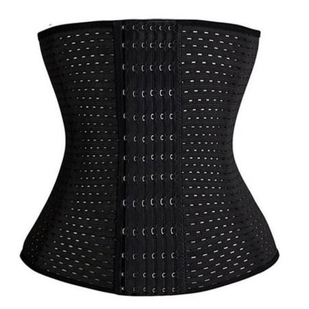 

Maynos Breathable 6 Hooks Steel Boned Interlacement Waist Trainer Shapewear Waist Trimmer Cincher Corset XS-6XL Black