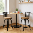 thumbnail image 2 of Homy Casa Set of 2 Transitional Style 360° Swivel Barstool with Faux Suede Seat and Iron Frame, 2 of 11